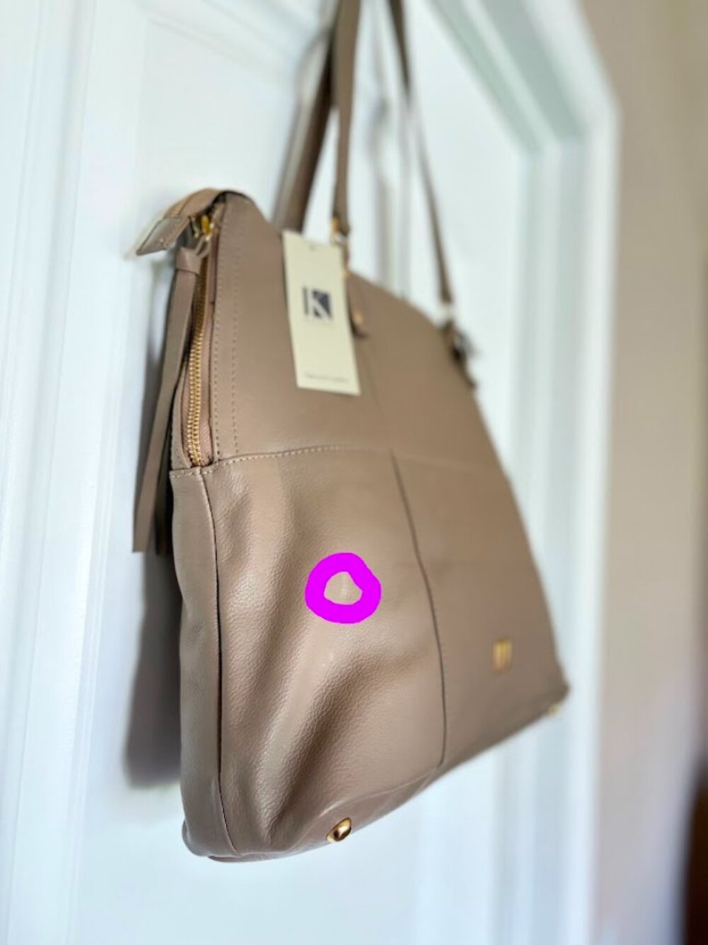 KOOBA Everette Leather Zip Tote in Taupe - New with Tags - Picture 8 of 13